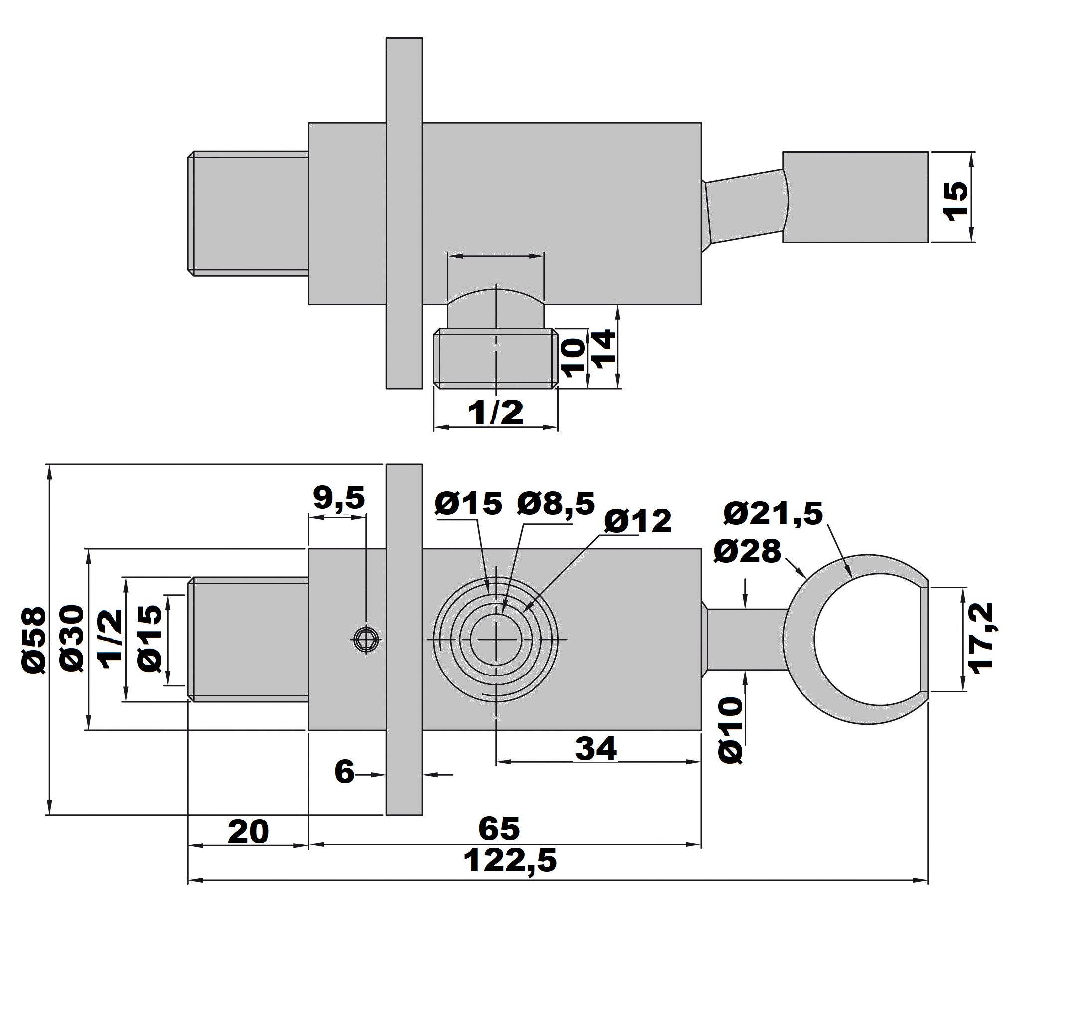 Support douchette prise d'eau mural orientable Rond - 2