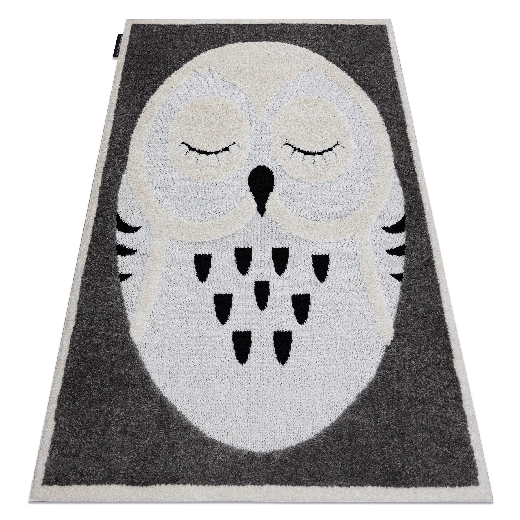 Dywan dziecięcy JOY Owl sowa, dla dzieci - Strukturalny, dwa poziomy runa szary / krem 160x220 cm