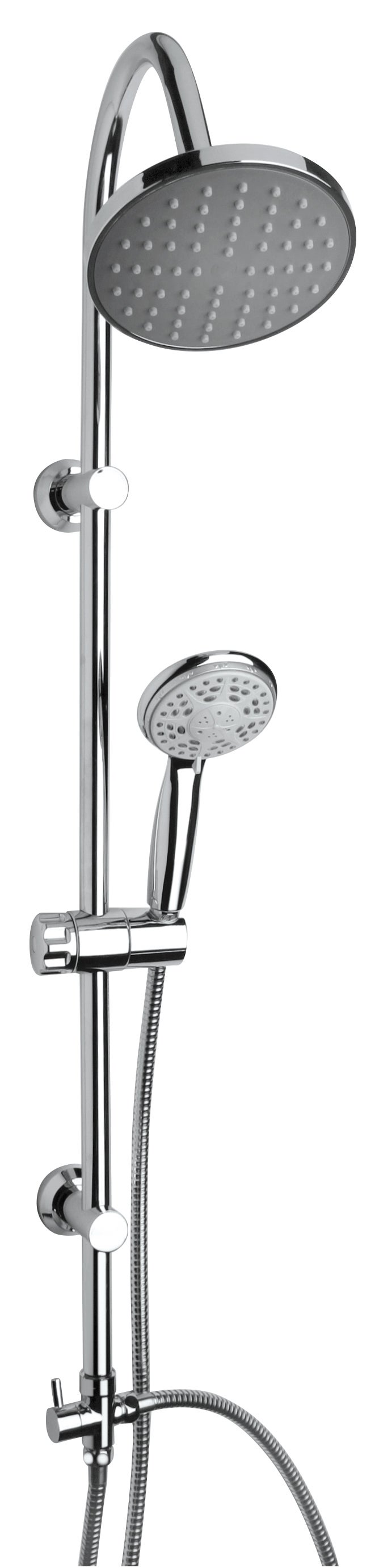Colonna Doccia Auralum Con Soffione 5 Getti E Mensola, Asta 70 Cm In Acciaio Inox Cromato, Si Adatta Ai Fori Esistenti, Installazione Facile