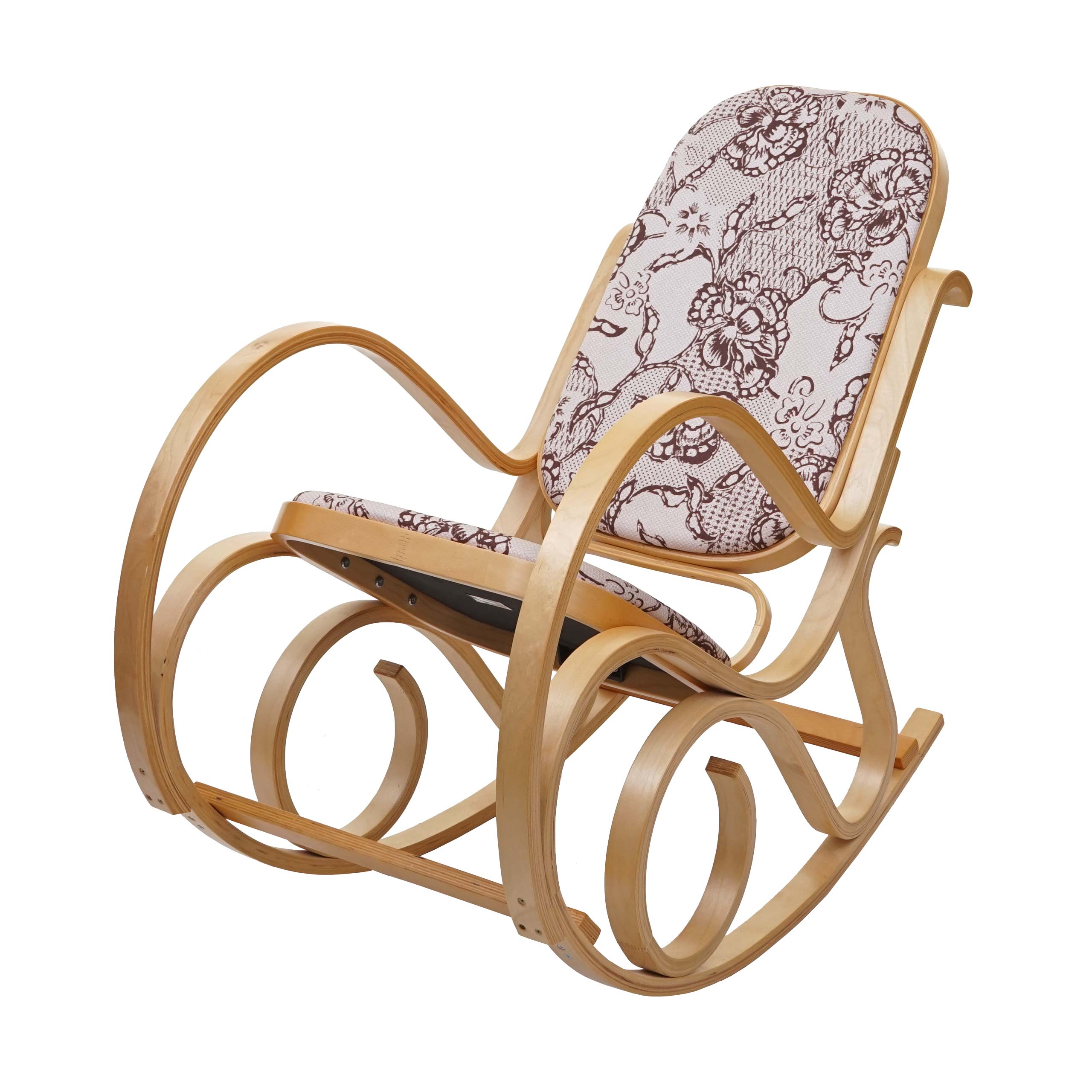 Mecedora m41, sillón giratorio sillón tv, madera maciza ~ aspecto roble, tela/textil jacquard marrón