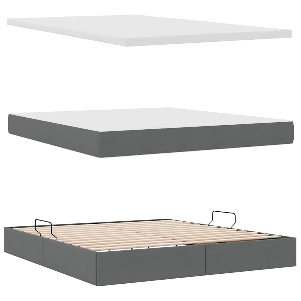 Lit avec rangement et matelas Gris foncé 160 x 200 cm Velours - 8