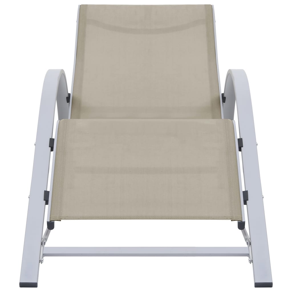 Chaises longues 2 pcs avec table Aluminium Crème - 4