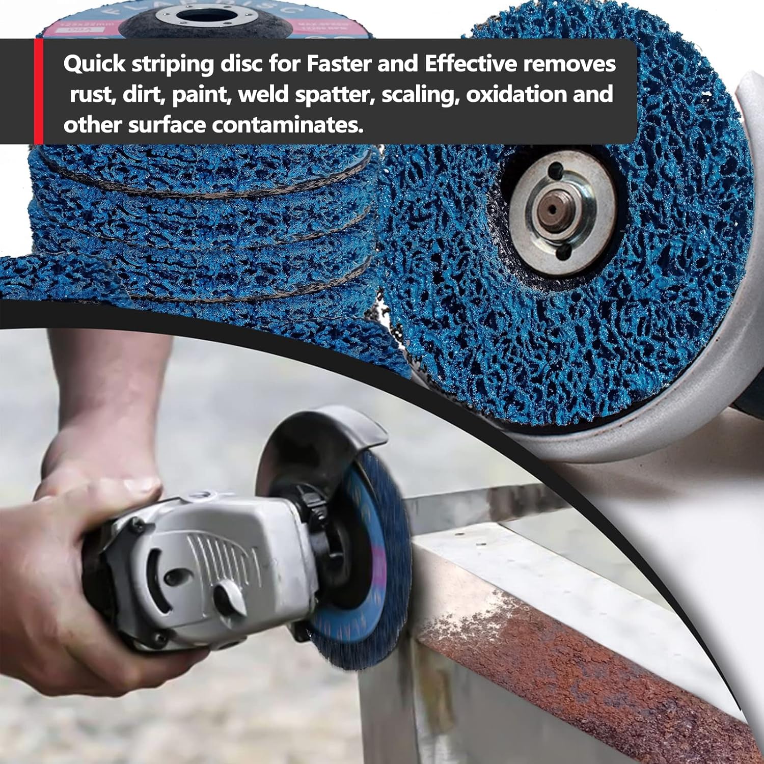 5 Pièces Disque de Nettoyage(Bleu)125 mm , Meule de décapage de peinture, disque abrasif de bande de Poly, décapant de peinture de rouille, meule de n - 4