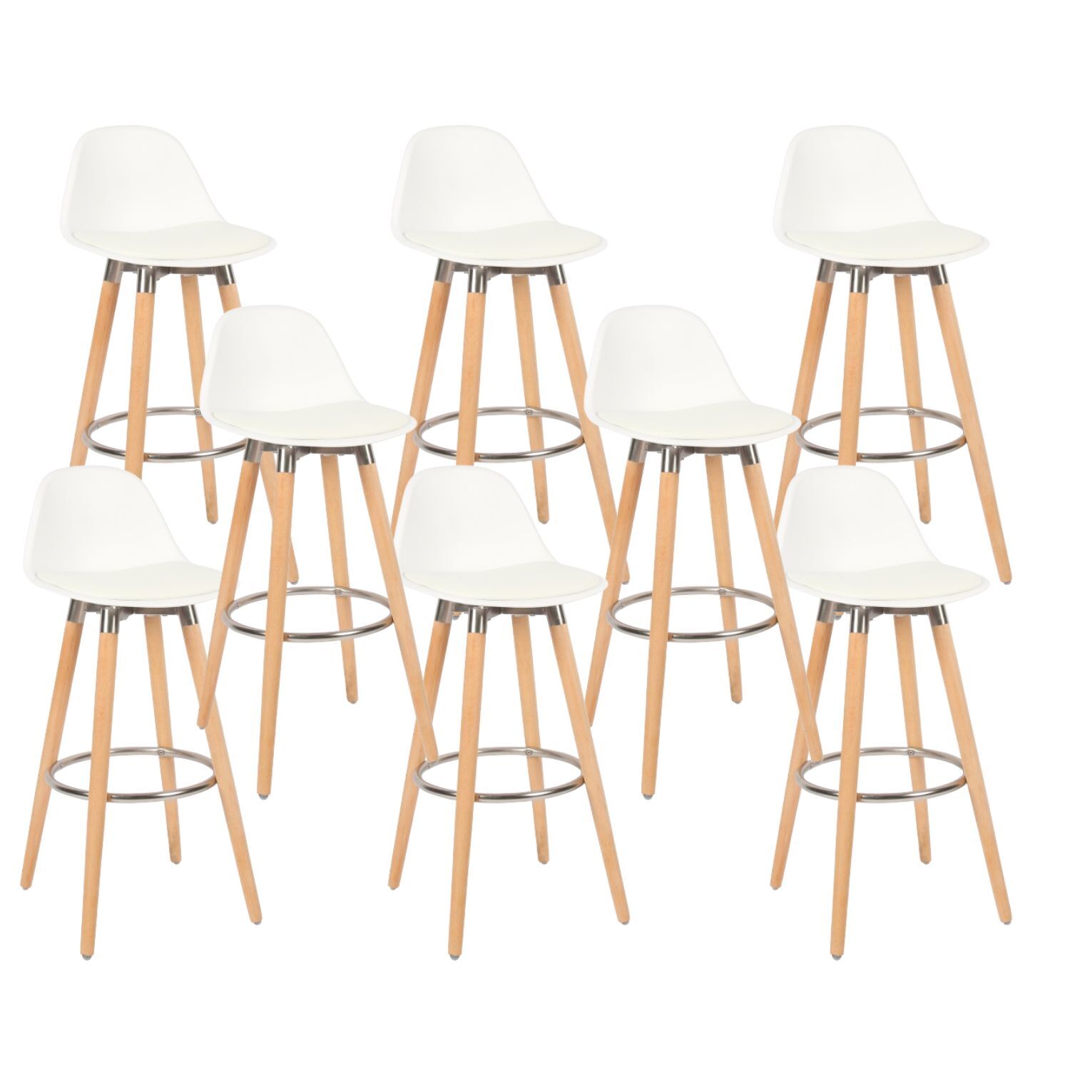 Tabourets De Bar Lot De Pieds En Bois De H Tre X X Cm Blanc