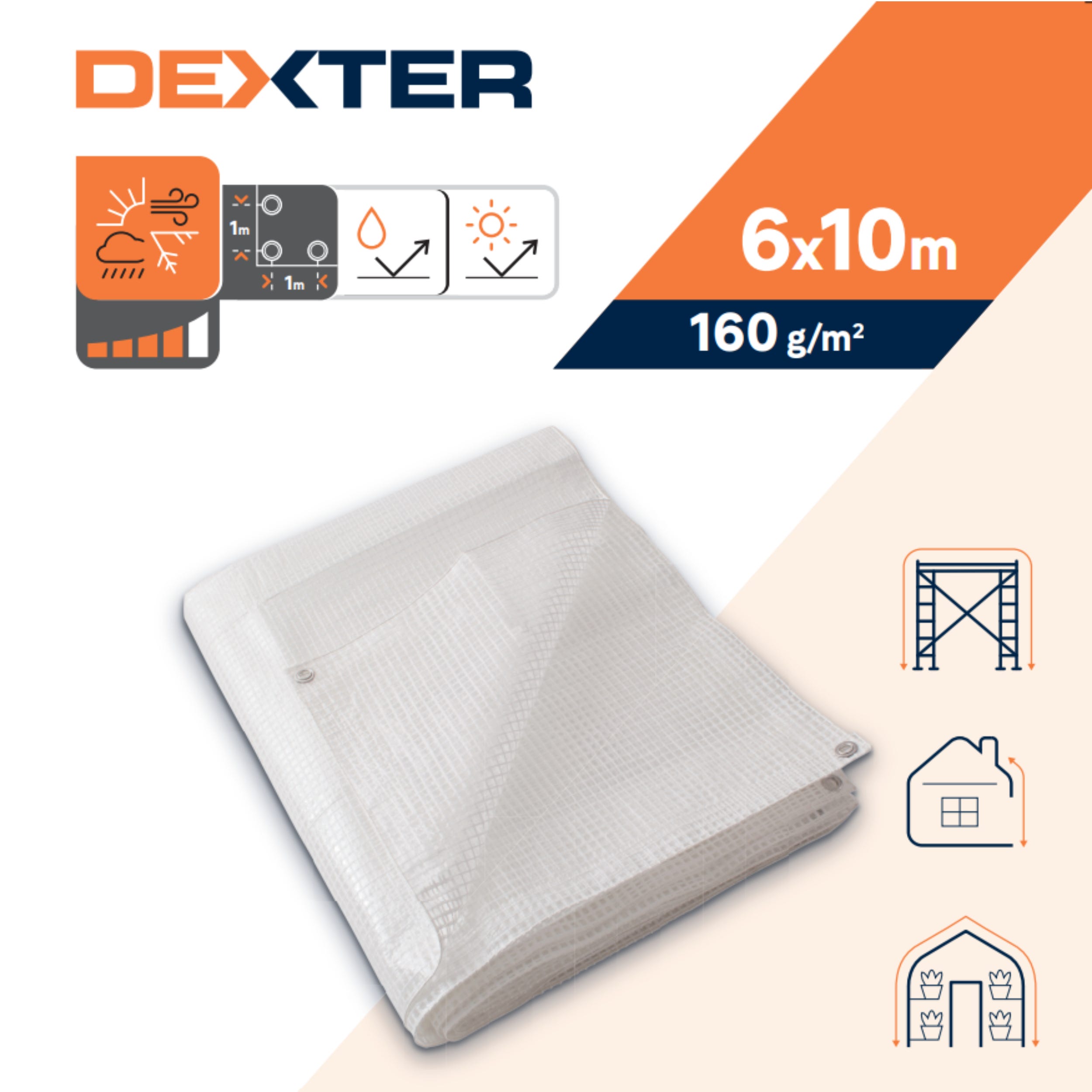 Telo Copritutto Extra-Pesante 5x6mt - Polietilene 180g/mq, Occhielli Alluminio, Impermeabile - Foto 4