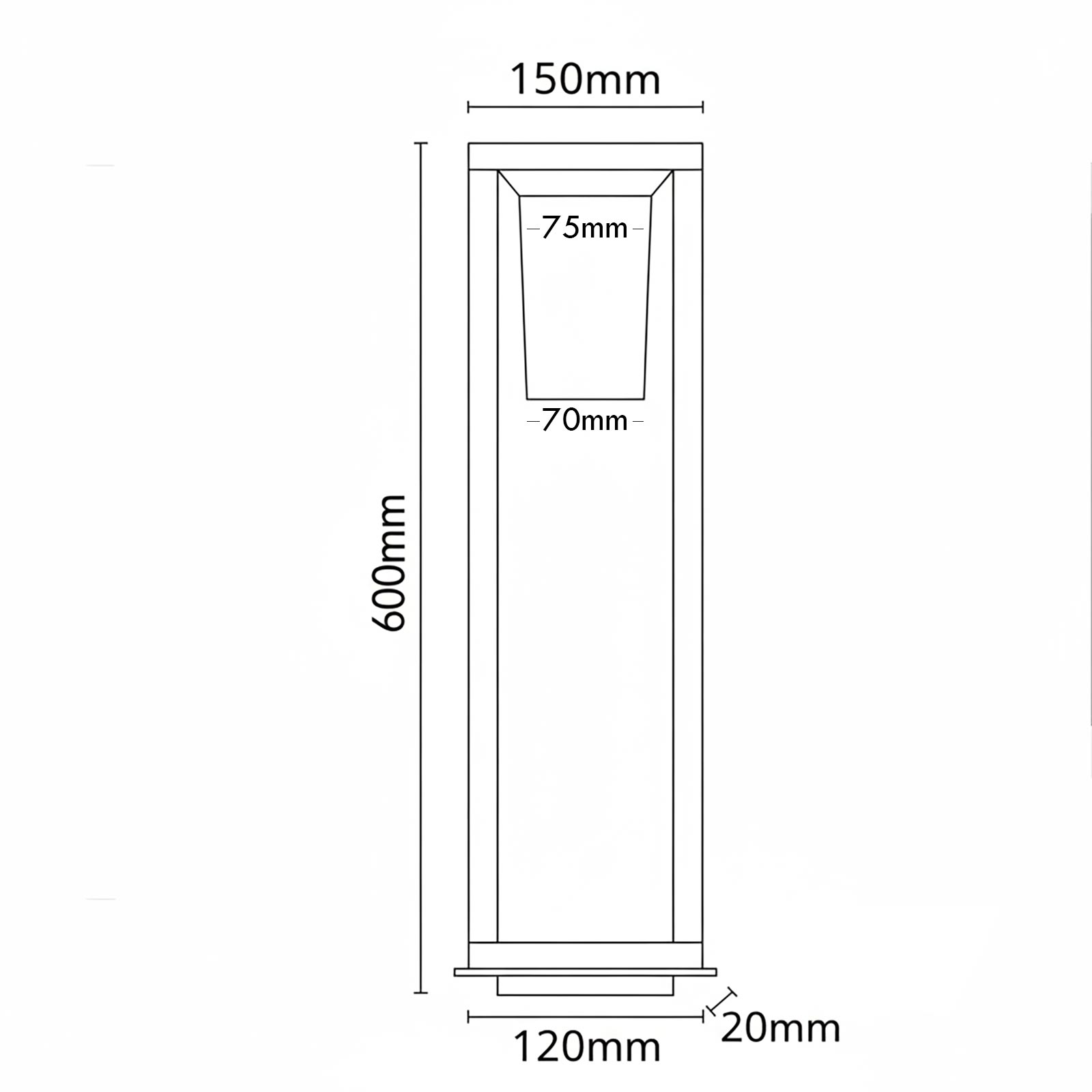 Lampione da Giardino E27 Moderno IP65 Lampioncino Esterno Luce Cortile Viale Sentiero 60cm 230V COLORE NERO - 8