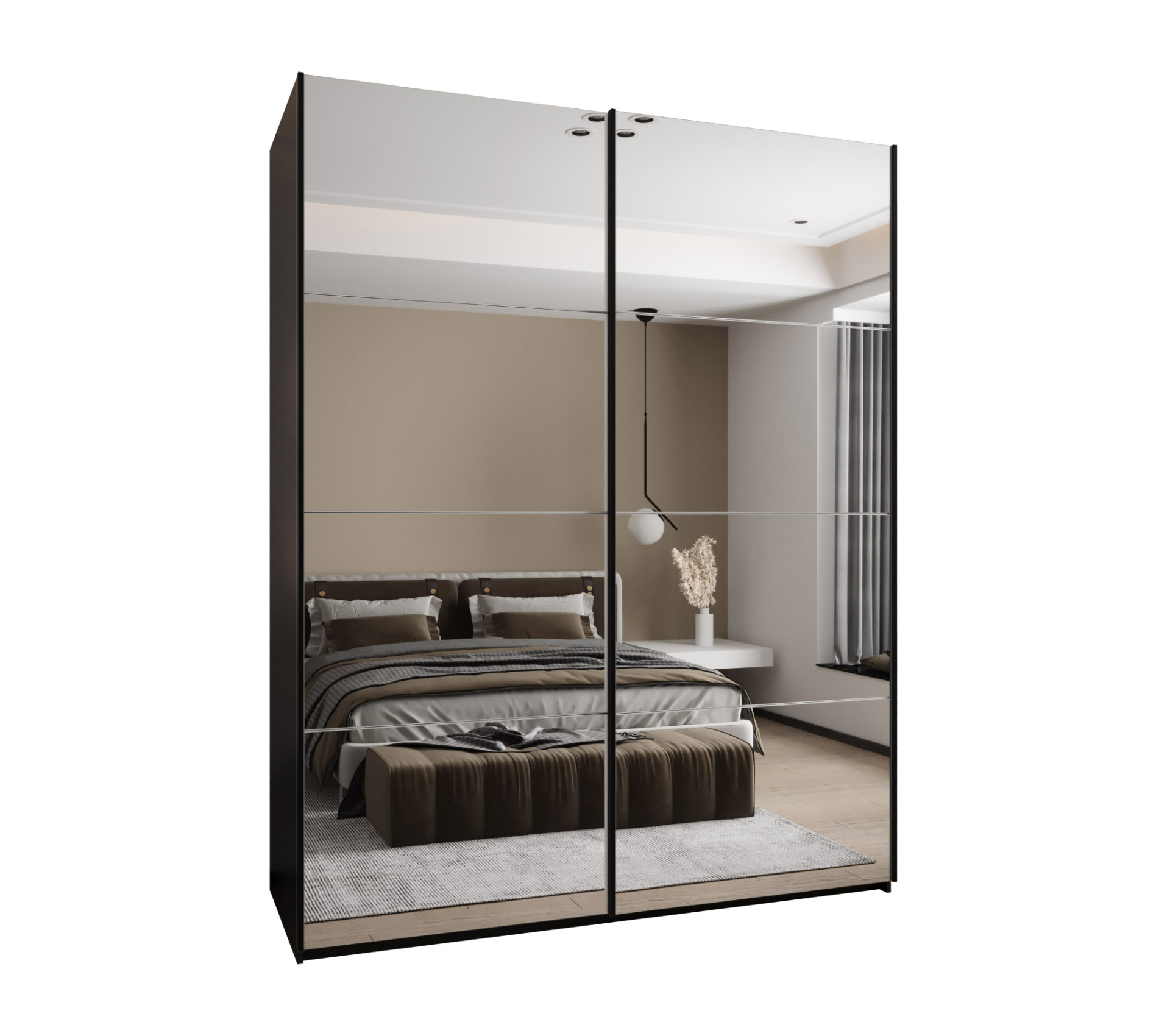 Szafa przesuwna wysoka Lux 2 200 x 64 x 245,5 cm czarny + biały + u. czarny - Abiks Meble
