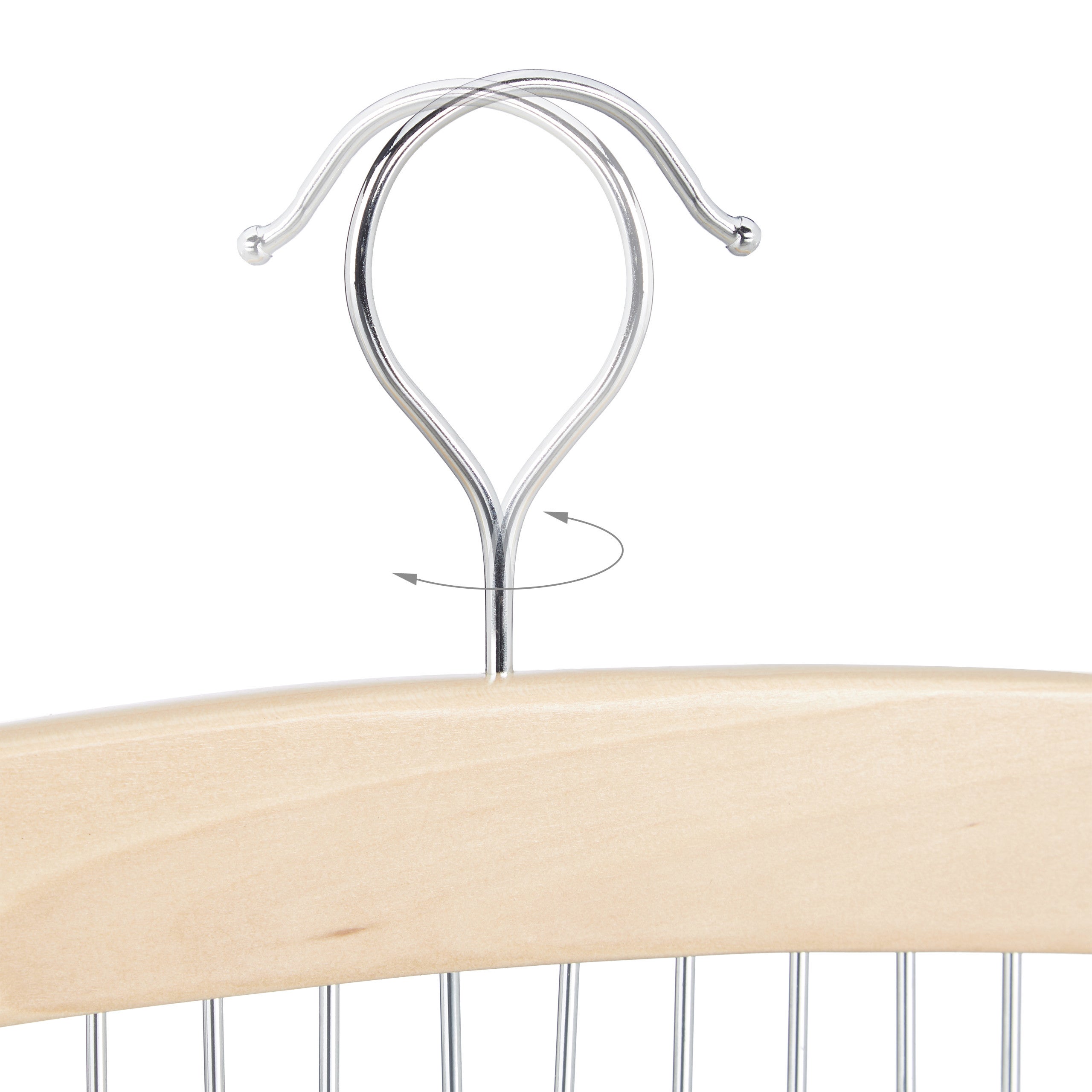 Cintre porte ceintures pour 12 ceintures, lot de 2, cravates foulard bois lotus 17x43x5 cm, nature/argent, Relaxdays - 6