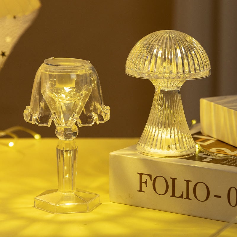 Bougies électroniques LED, veilleuses en diamant, lumières d’ambiance intérieures, stands de table 6,5 * 6,5 * 10 cm modèles de champignons - 5