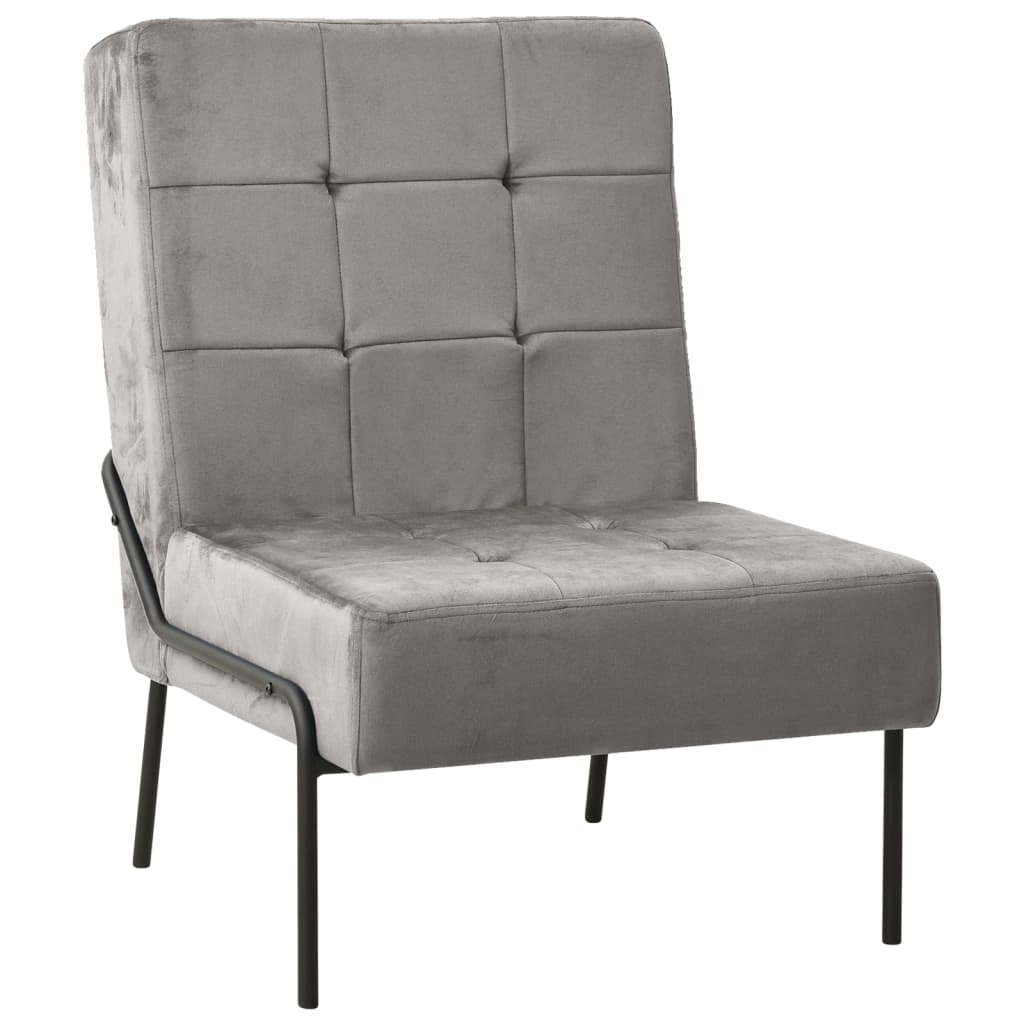 Sillón de relax | silla de relax | silla de relajación de terciopelo gris claro 65x79x87 cm cfw837065