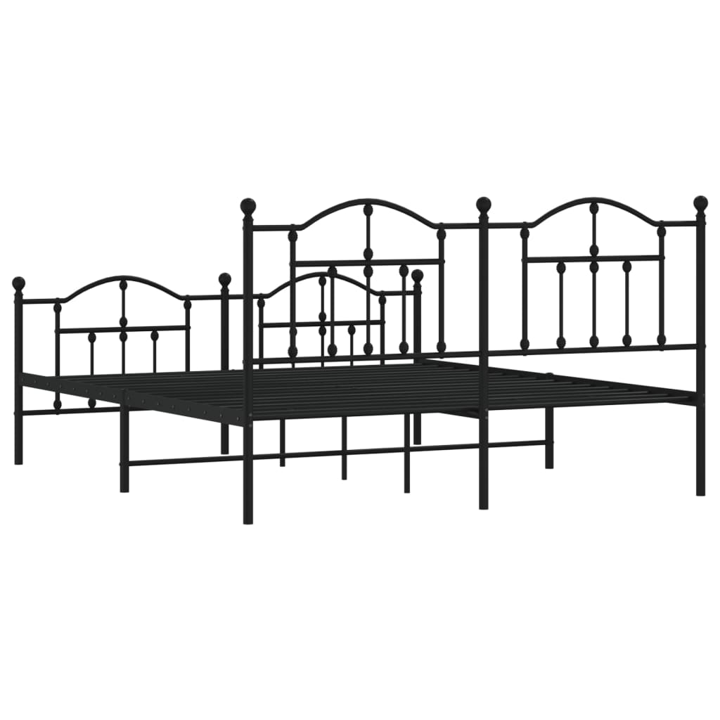 Estructura cama sin colchón con estribo metal negro 180x200 cm vidaXL - 7