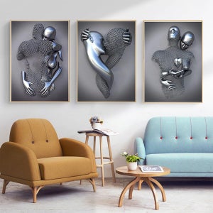 4 Photo Sur Métal Moderne Abstrait 3D Déco Peintures Murales XXL Grand