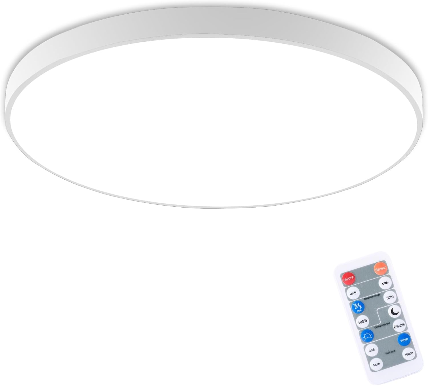 LOVHAUS Lampa sufitowa LED 18W z czujnikiem ruchu radarowego 1800LM, Lampa sufitowa LED z regulacją jasności i pilotem, IP54, 4000K