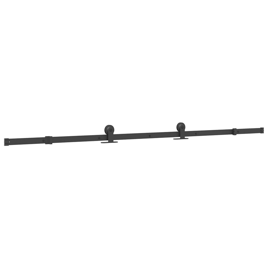 Kit de herrajes para puerta corredera de 213,5 cm, acero negro.