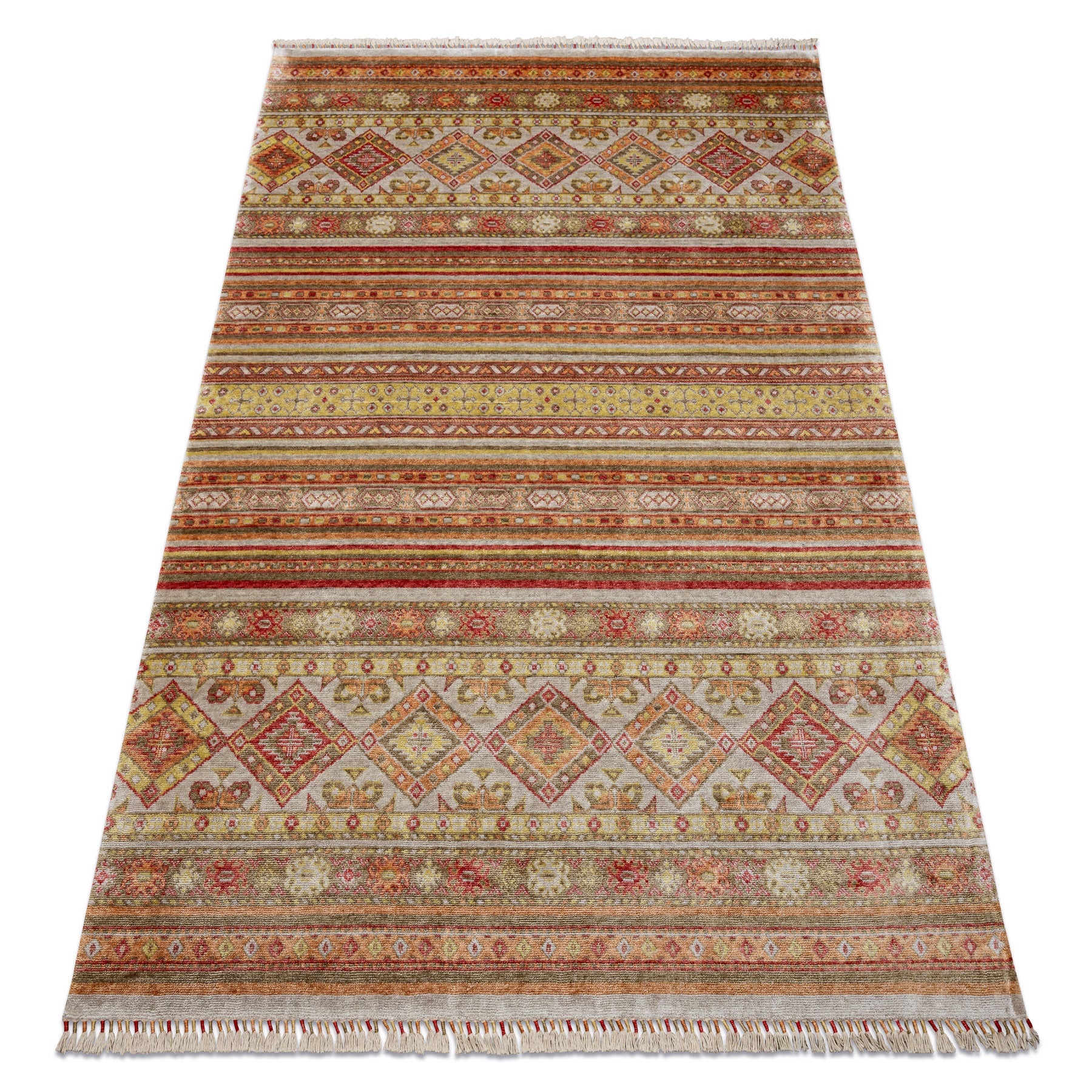 Dywan HERIZ A0986B Orientalny beż / bordo - z bambusowej przędzy, ekskluzywny, stylowy 200x290 cm