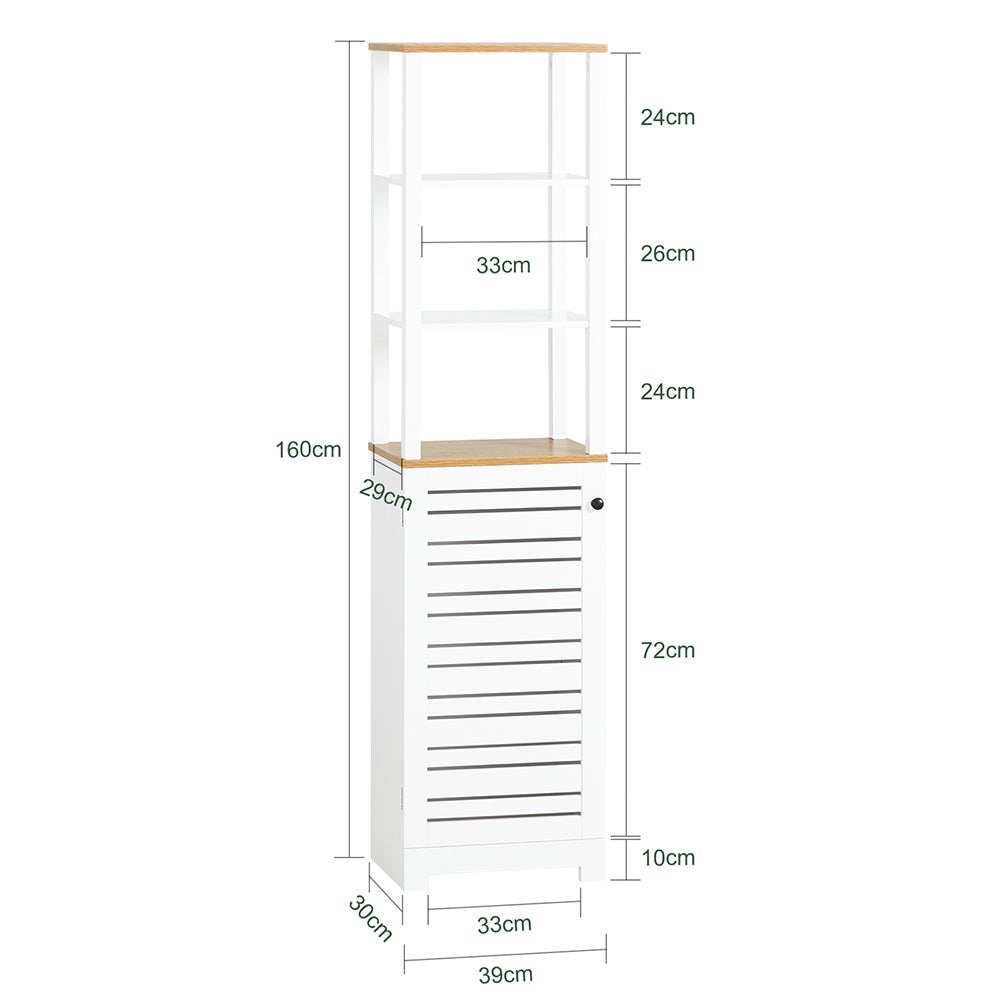 Armario Baño Alta Mueble Columna de baño Armario para baño con 5 Estantes Estanterías de baño Blanco Medidas: 40x30x160cm BZR43-W SoBuy ES - 3