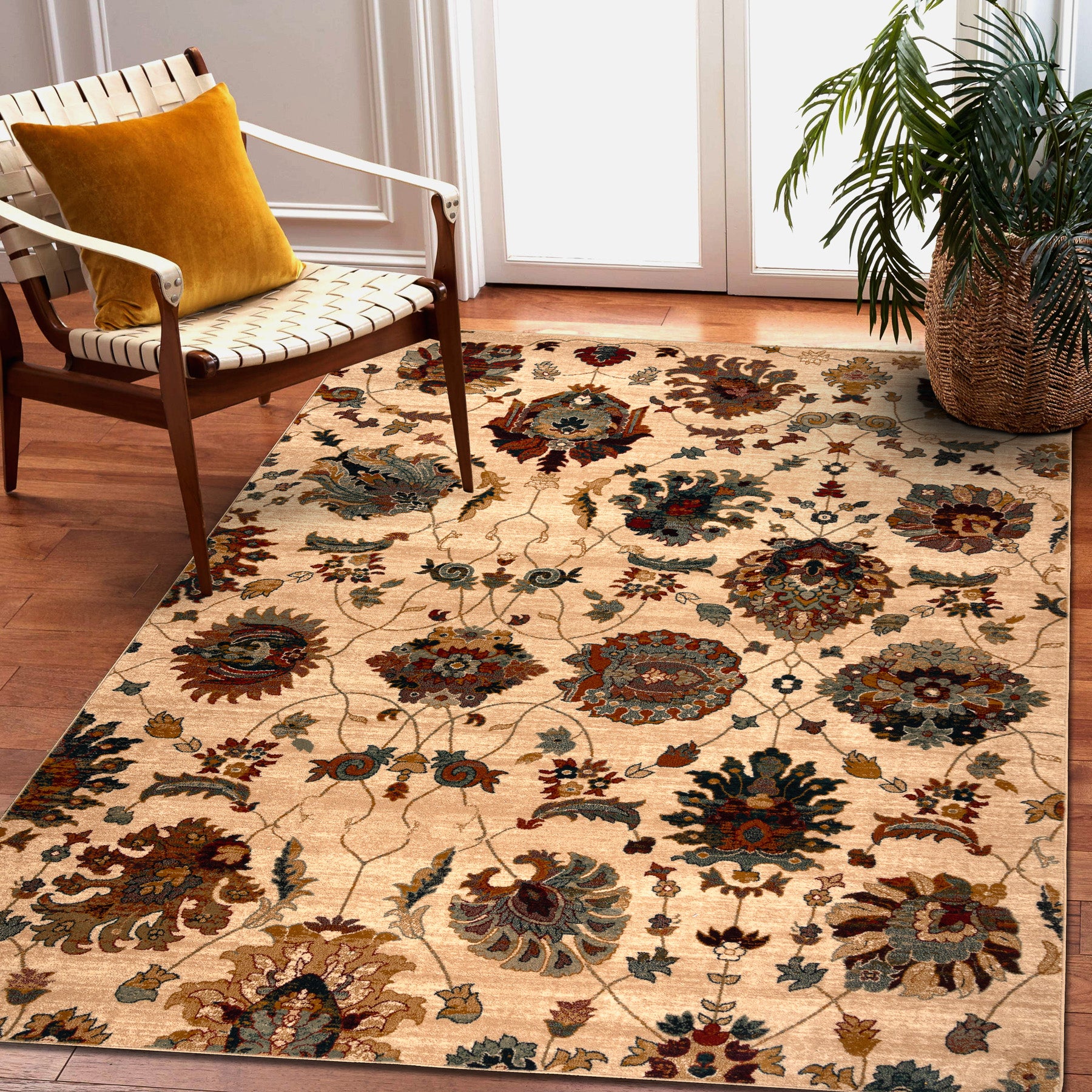 Dywan wełniany OMEGA LATICA Kwiaty krem 235x350 cm - 4