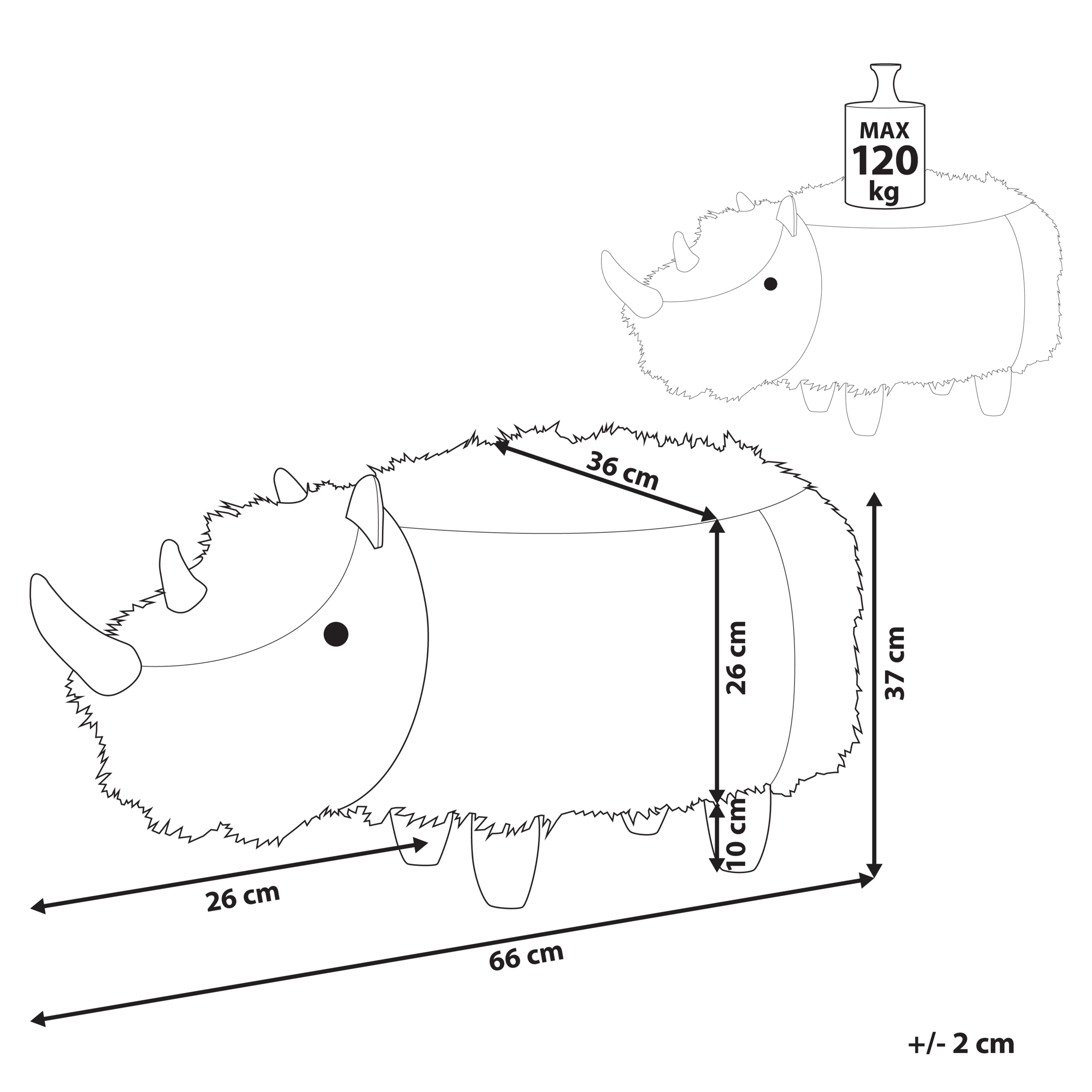 Pouf animaletto WOOLLY Finta pelliccia Beige sabbia - 3