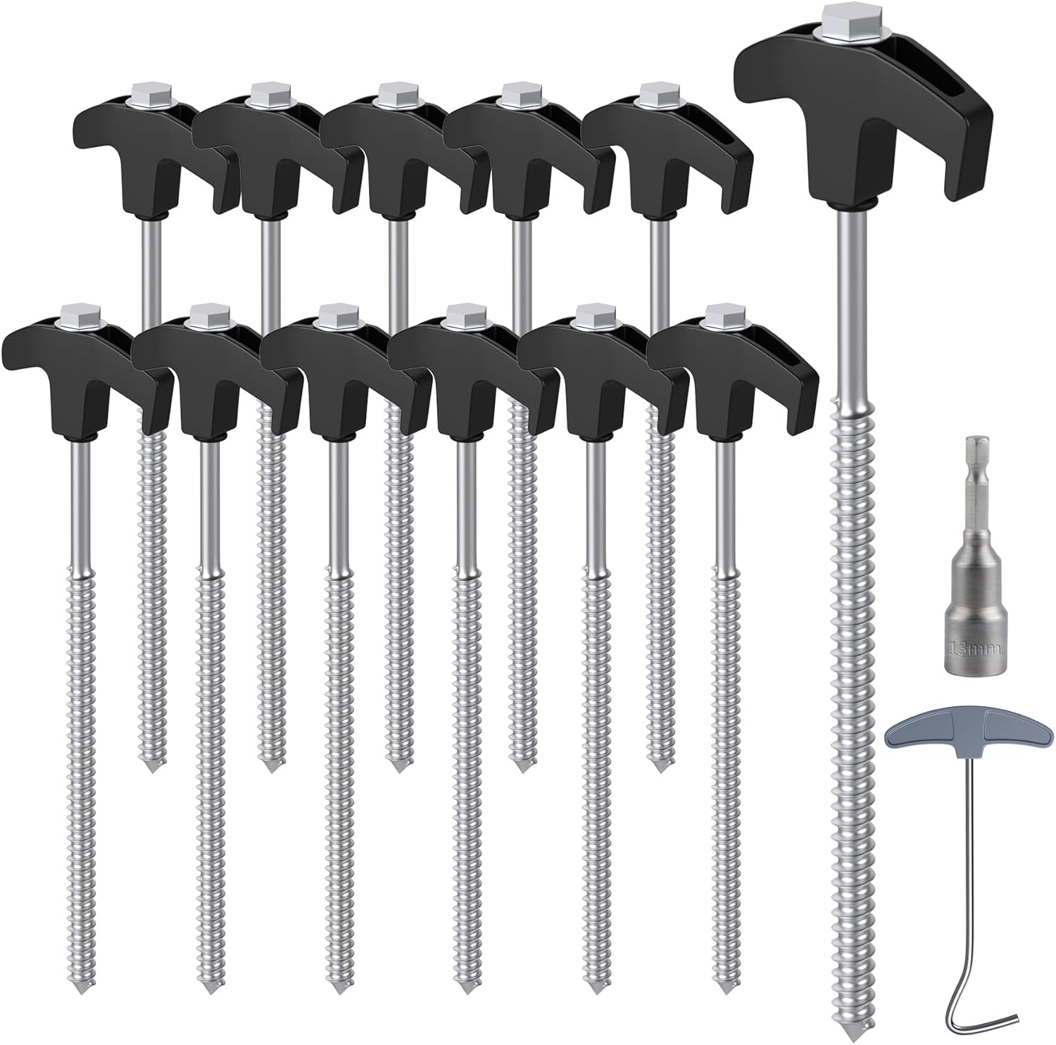 ToCi Lot de 12 piquets de tente - En acier galvanisé de 25 cm de long - Long ToCi Lot de 12 piquets de tente - En acier galvanisé de 25 cm de long - Long
