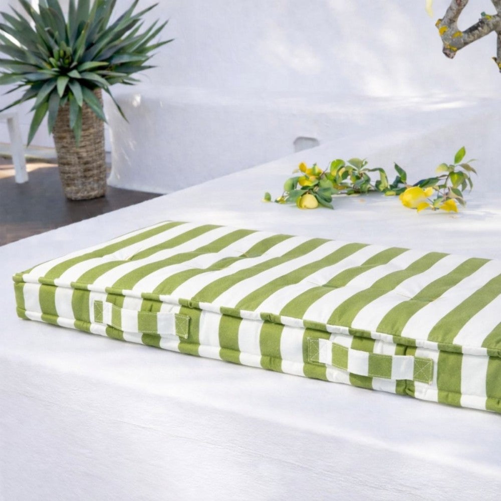 Matelas de sol outdoor déperlant rayé vert, blanc 115x75cm - Ornami - 2