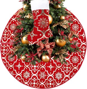 Gonna Albero Di Natale | Collare Base In Tessuto Crema | Stile Bohémien | Per Interno Ed Esterno
