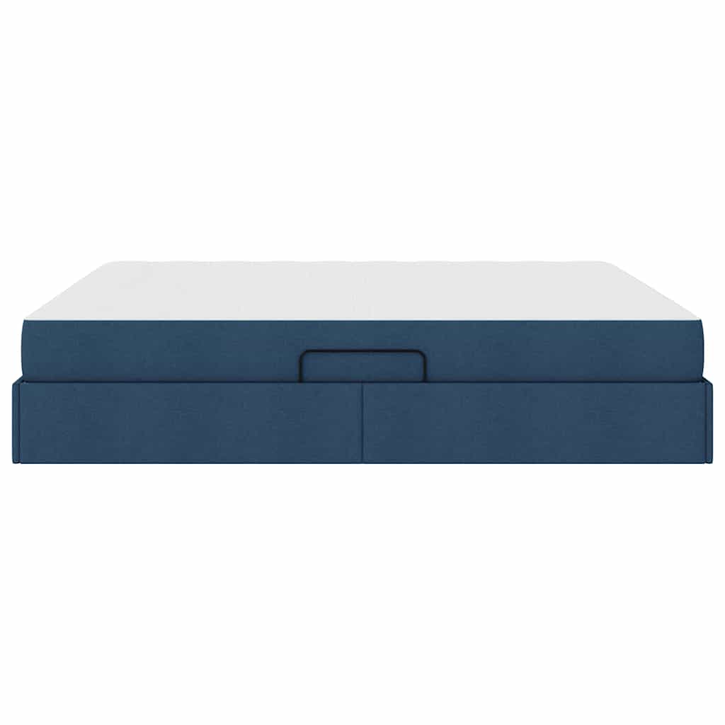 Lit avec rangement et matelas en polyester bleu pour la chambre, 180 × 200 cm - 9