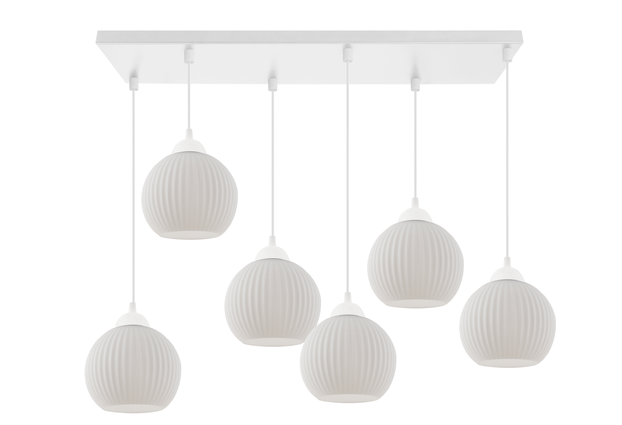 Lampa sufitowa wisząca Riffle loft 6xE27 klosz kula biała Light Home LH