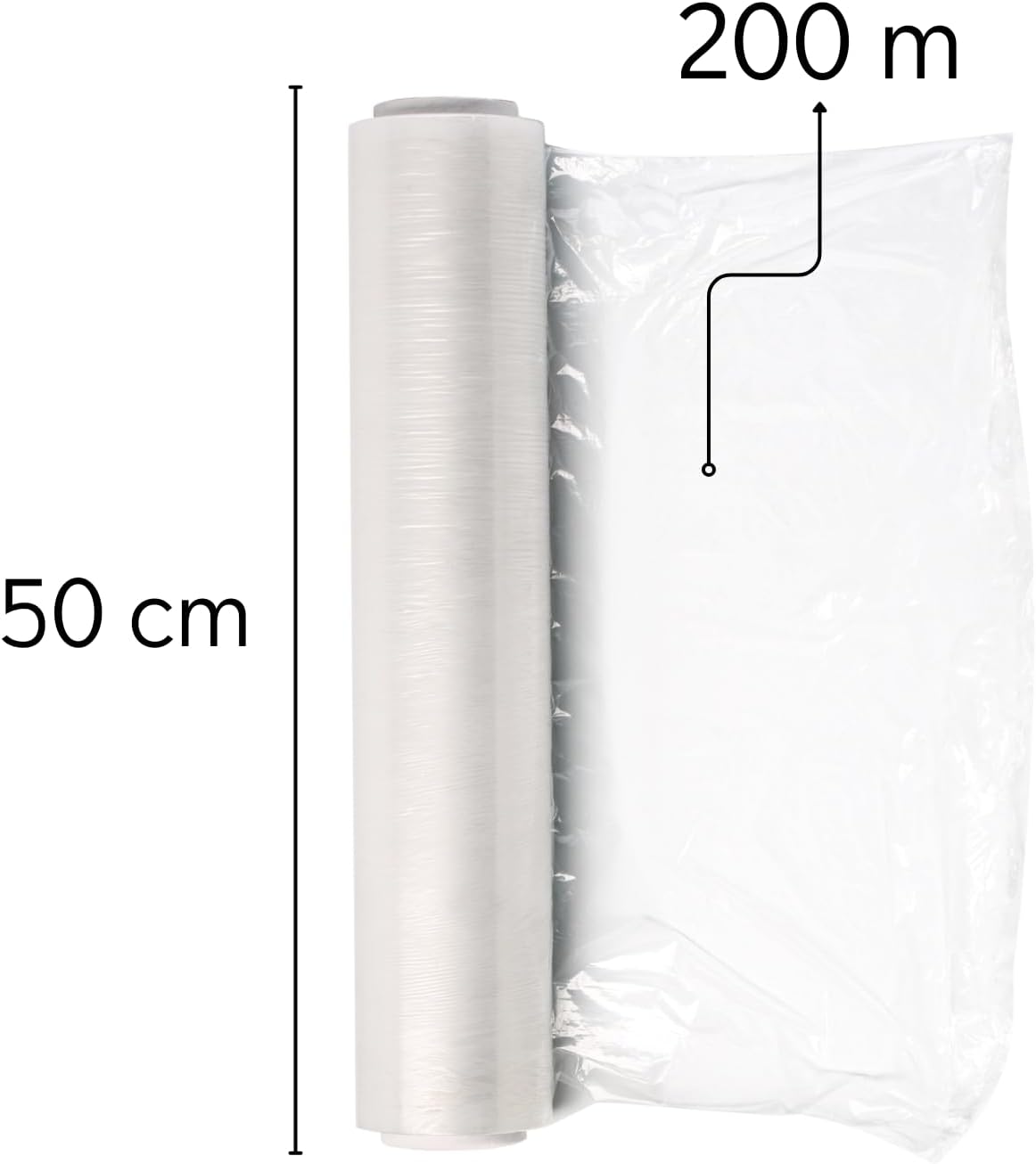 EVOTRADE 2 Rouleaux de Film Étirable Transparent pour Emballage 50 cm x 200 m, Film en PVC pour Emballage, Palettes et Déménagements - 2
