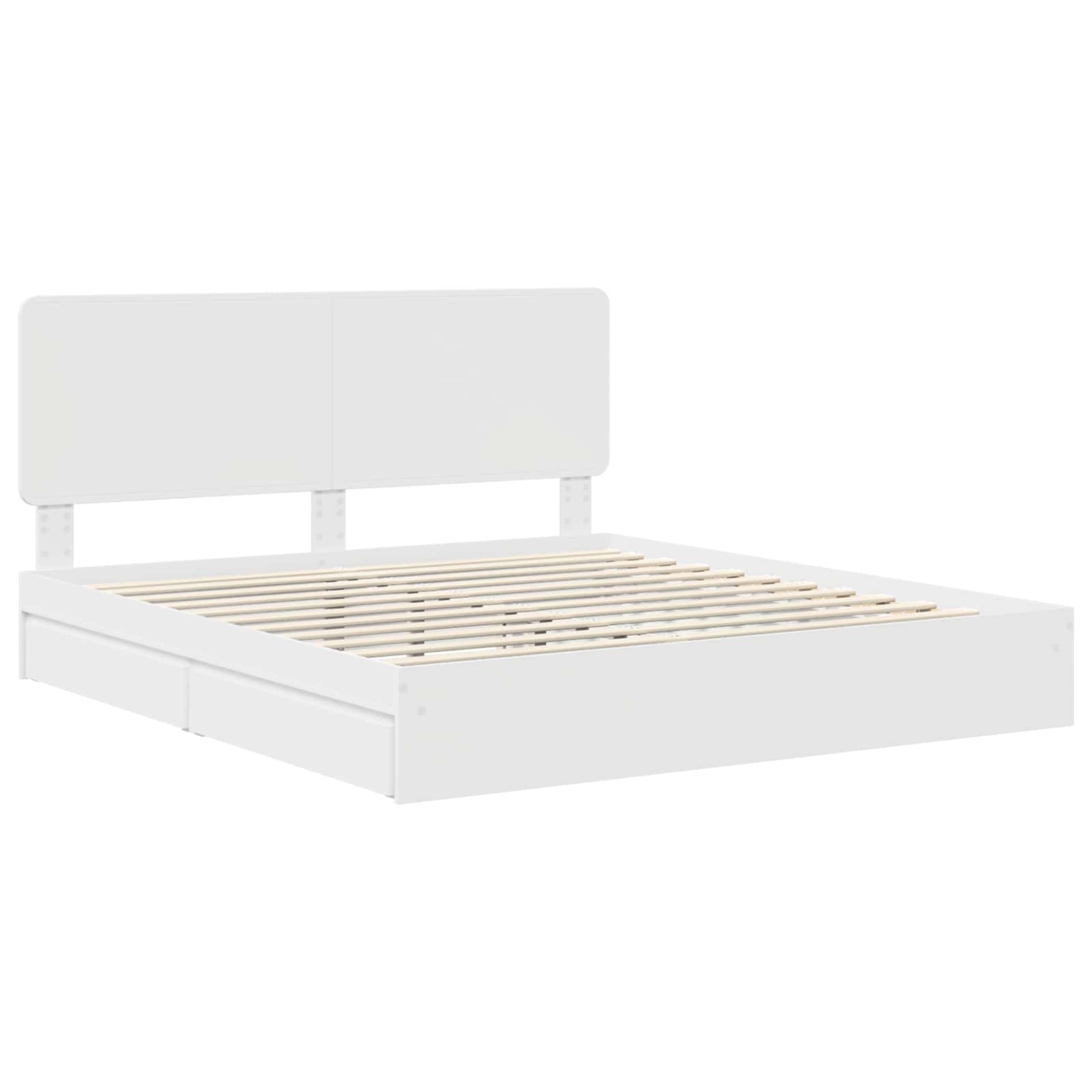 Lit de rangement réglable blanc 180 x 200 cm en panneau de bois - 4