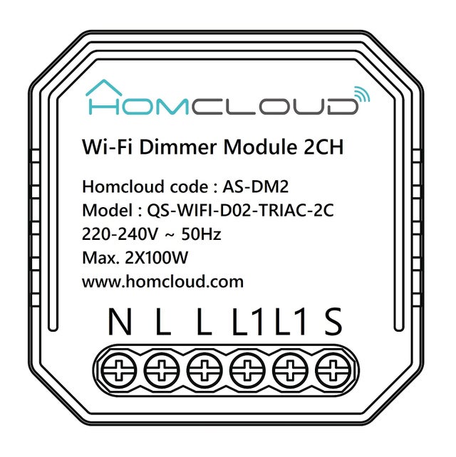 Modulo da incasso dimmer 2 canali Wi-Fi per controllo luci compatibile con Amazon Alexa e Google Home