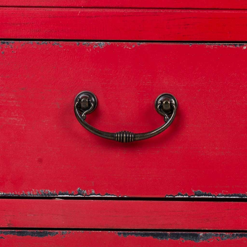 Meuble bas en bois rouge 120x40x50h - 6