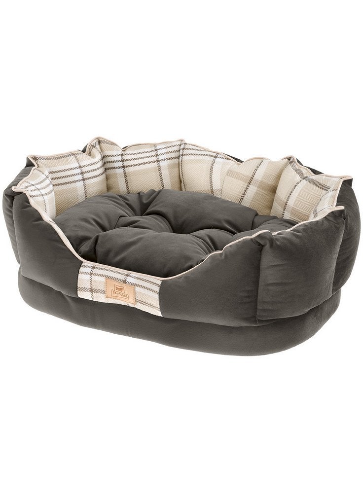 Ferplast Cuccia imbottita per cani e gatti CHARLES 50 Divano con cuscino, Sofà per animali, Scozzese, Soffice velluto, Lavabile, 45 x 35 x h 17 cm, - 3