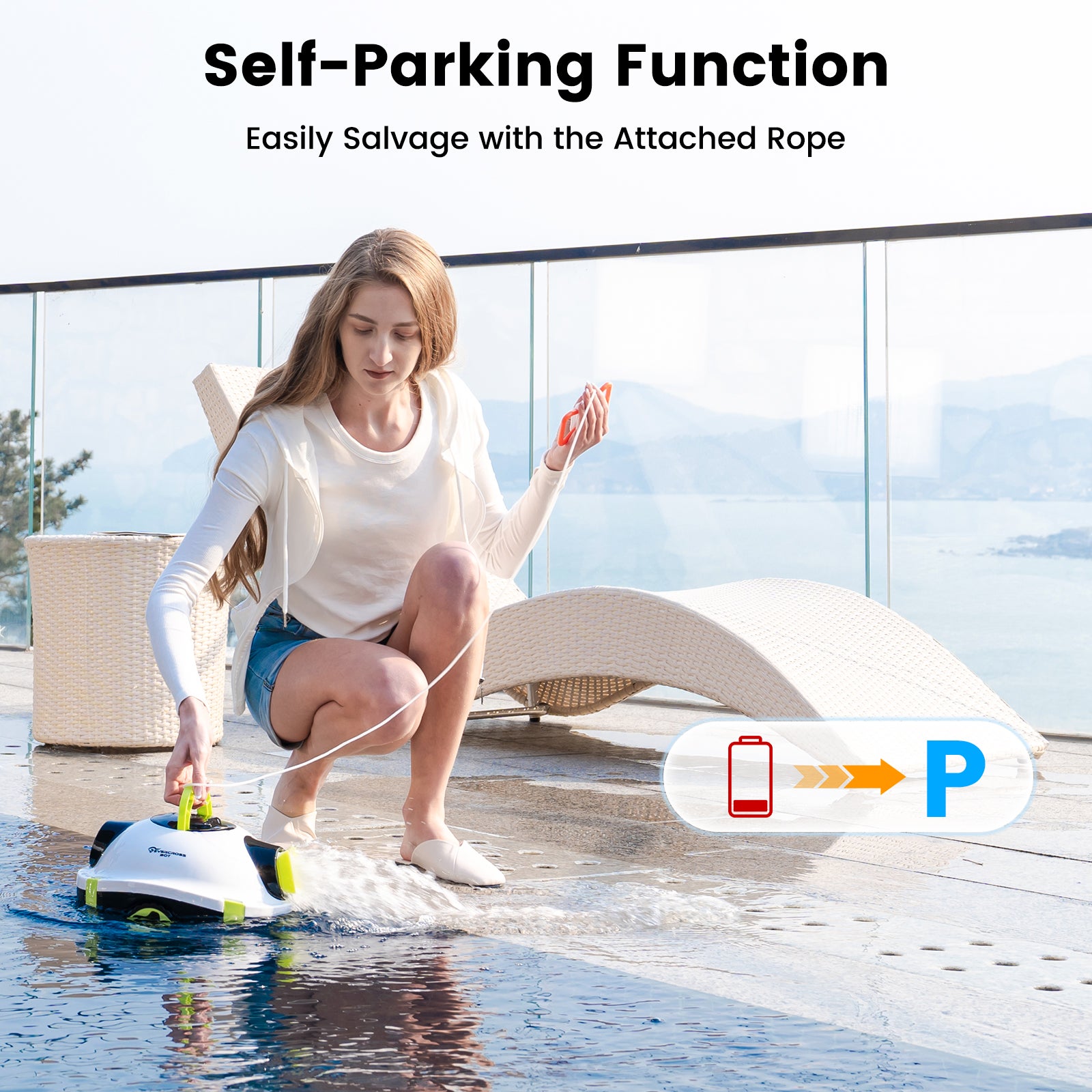 EVERCROSS BOT Y10 Robot Piscine Blanc - 5