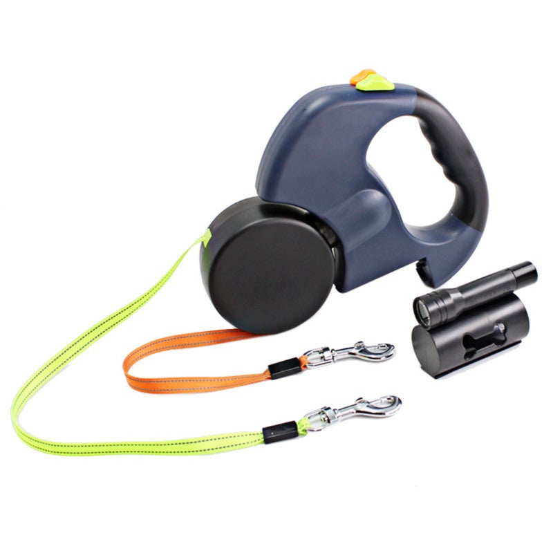 Laisse/longe automatique rétractable à double tête pour chien, grise ...