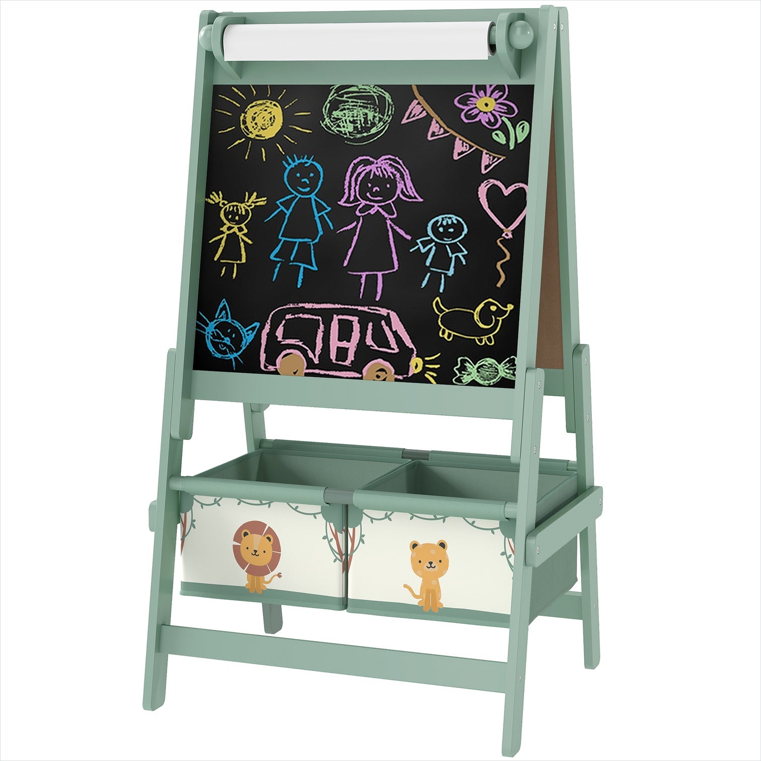 Chevalet de peinture enfant 3 en 1 avec tableau noir, tableau blanc et ...