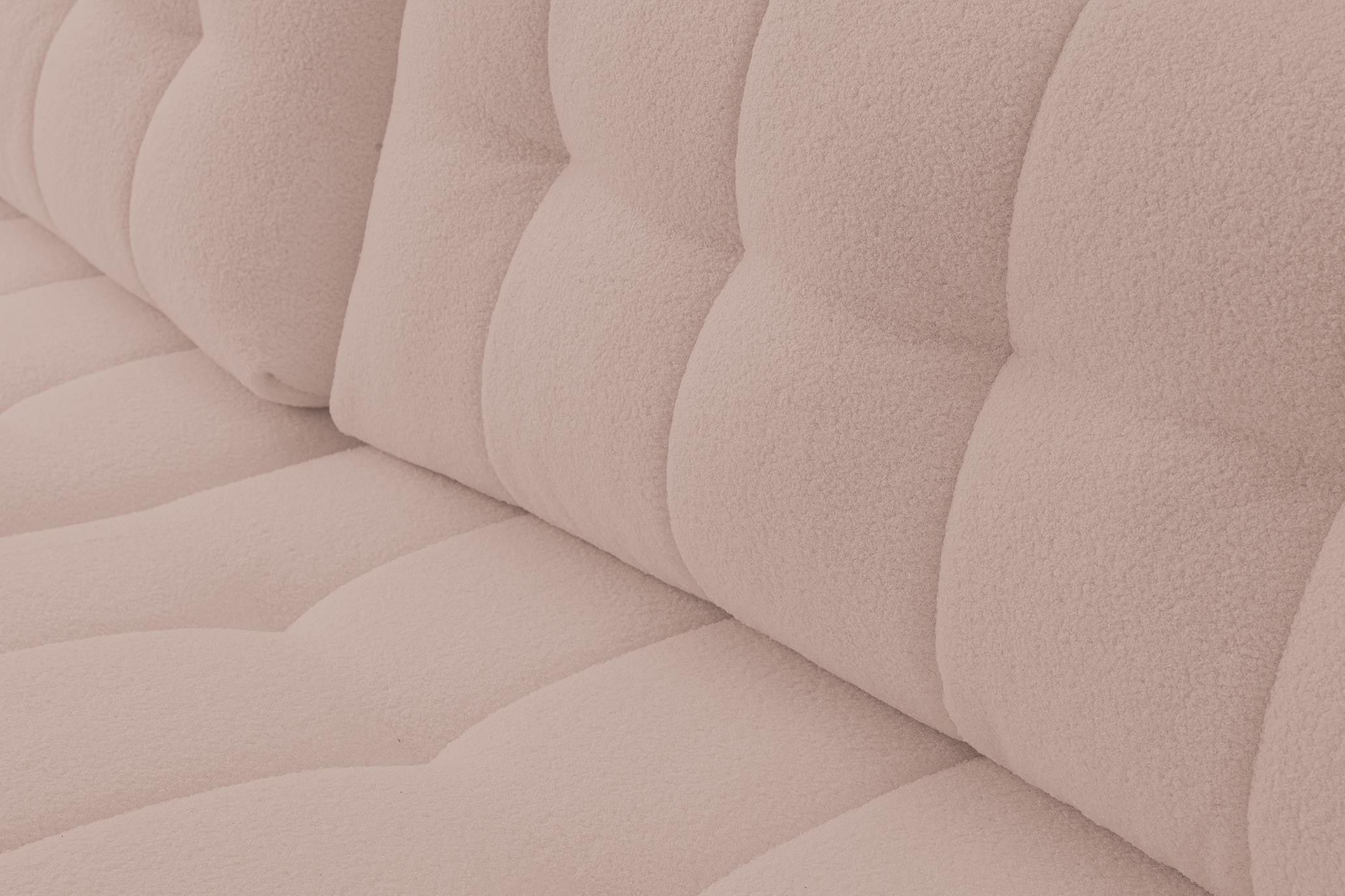 Efektowna rozkładana sofa narożna MASINA beżowa pikowana z pojemnikiem na pościel - 5