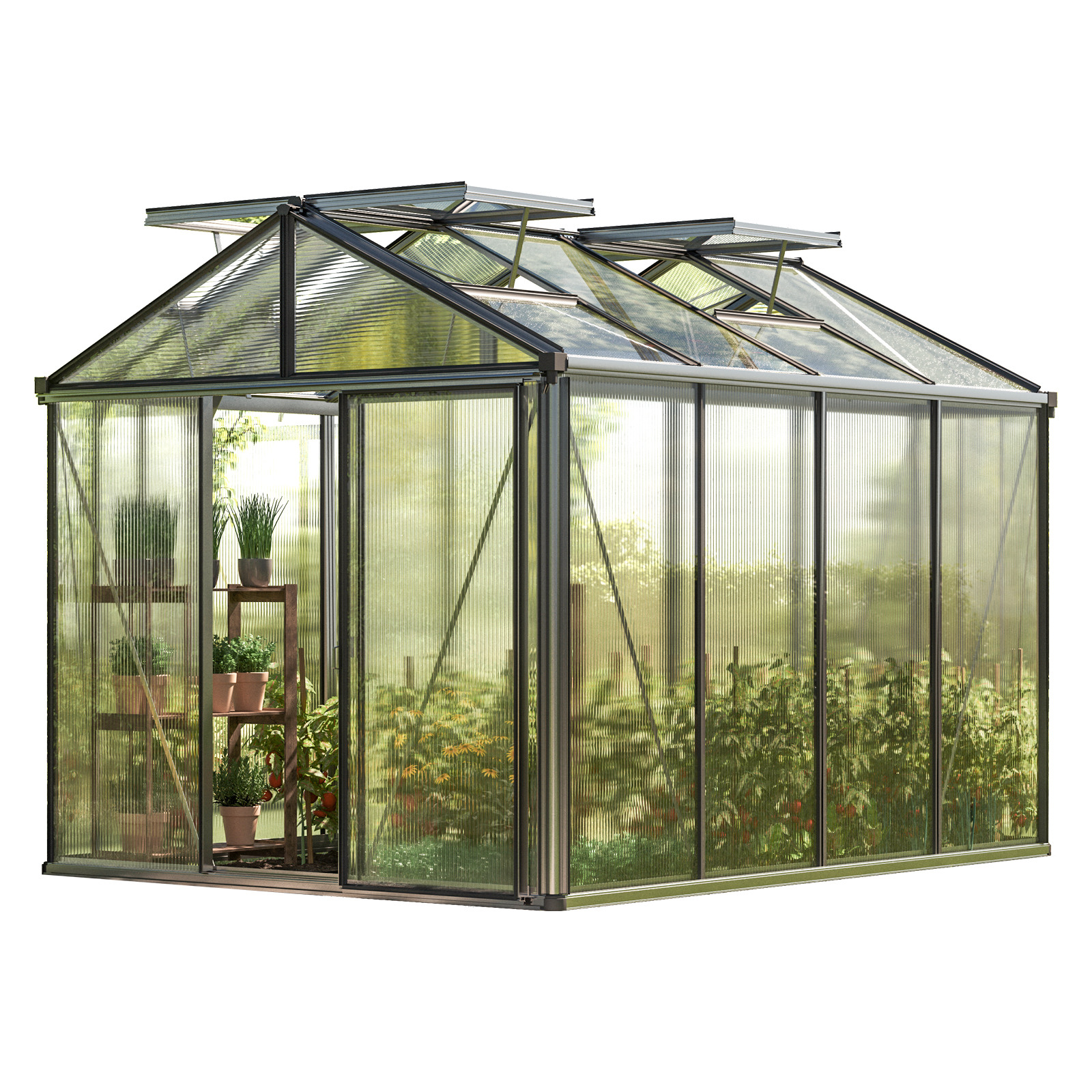 GFP szklarnia Diamas 22 Light 235x311 cm - grube panele poliwęglanowe ok. 12 mm - kolor: aluminium naturalne