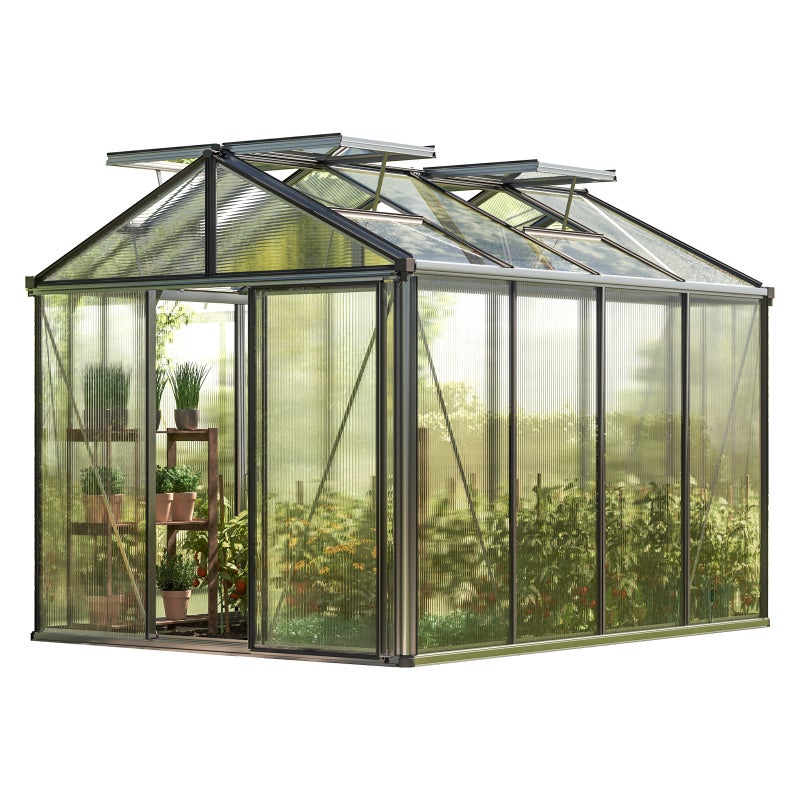 GFP szklarnia Diamas 22 Light 235x311 cm - grube panele poliwęglanowe ok. 12 mm - kolor: aluminium naturalne