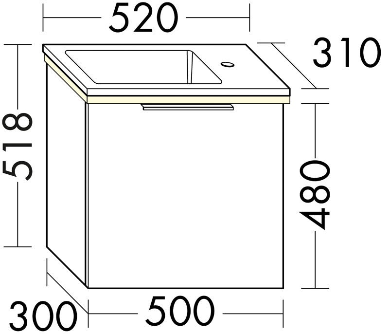 Geberit Smyle Lavabo carré 500253, 120 x 48 cm, avec deux trous pour le