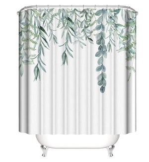 Rideau De Douche Feuille D'Eucalyptus Brun Aquarelle Bonhause - 180x180 Cm Imperméable