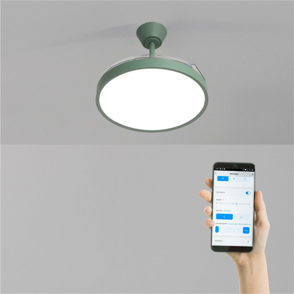 CREATE - WIND CLEAR STUDIO - Wentylator sufitowy 40W cichy z chowanymi łopatkami i oświetleniem LED, różne rozmiary -