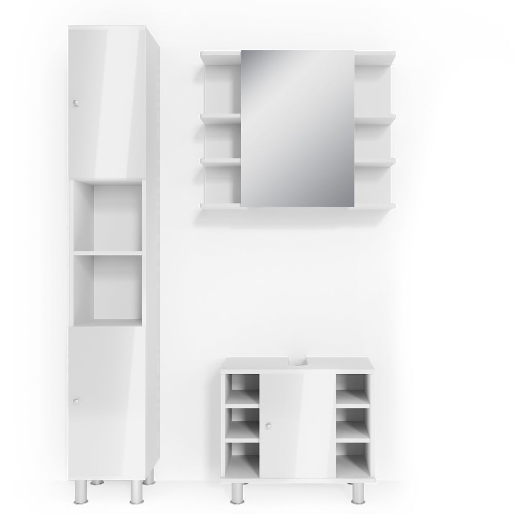 Vicco Zestaw mebli łazienkowych Fynn, Biały wysoki połysk, 3 części