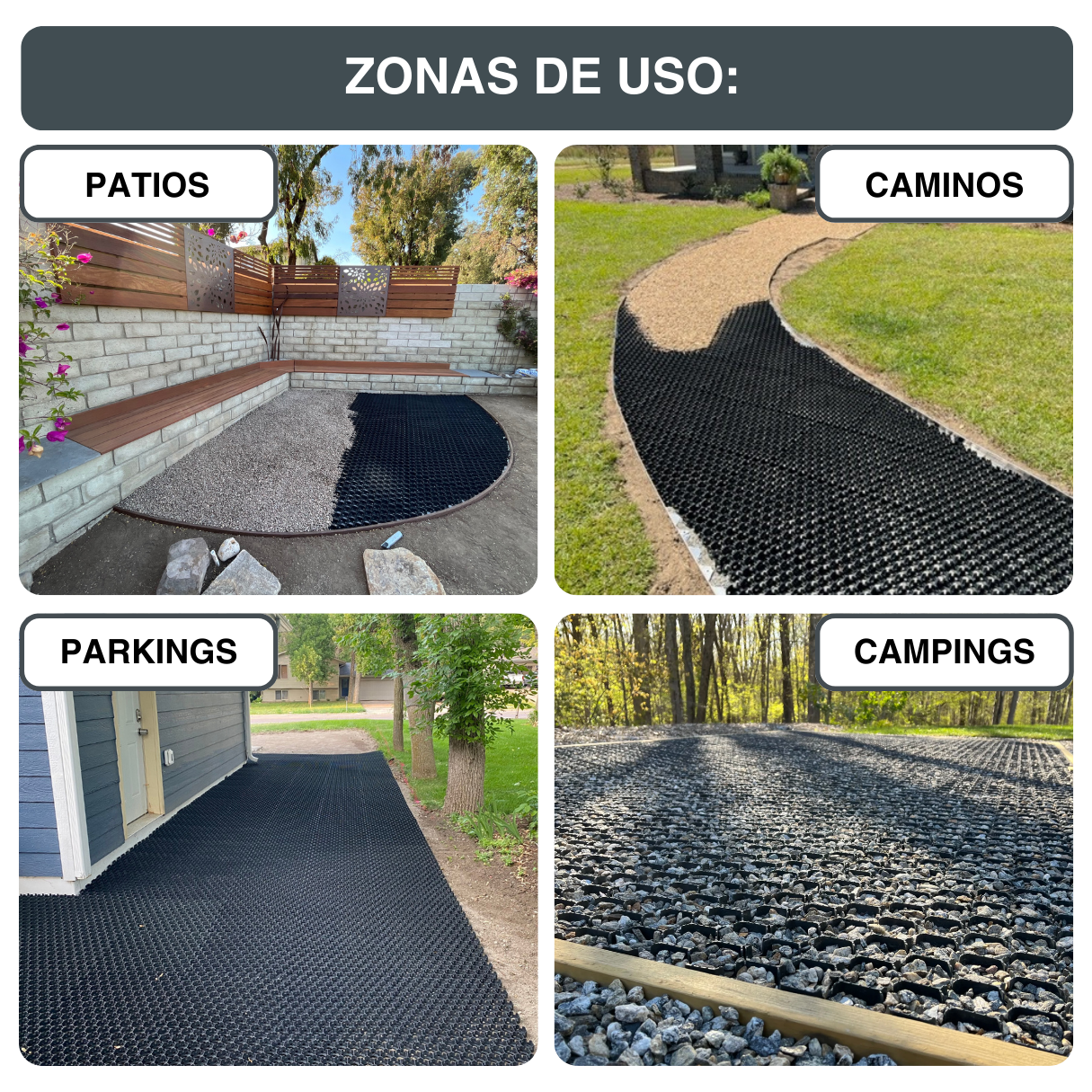 Placa estabilizadora HexPave negra 58x50,5x3 cm pack 20 (5,85 m²) - 5