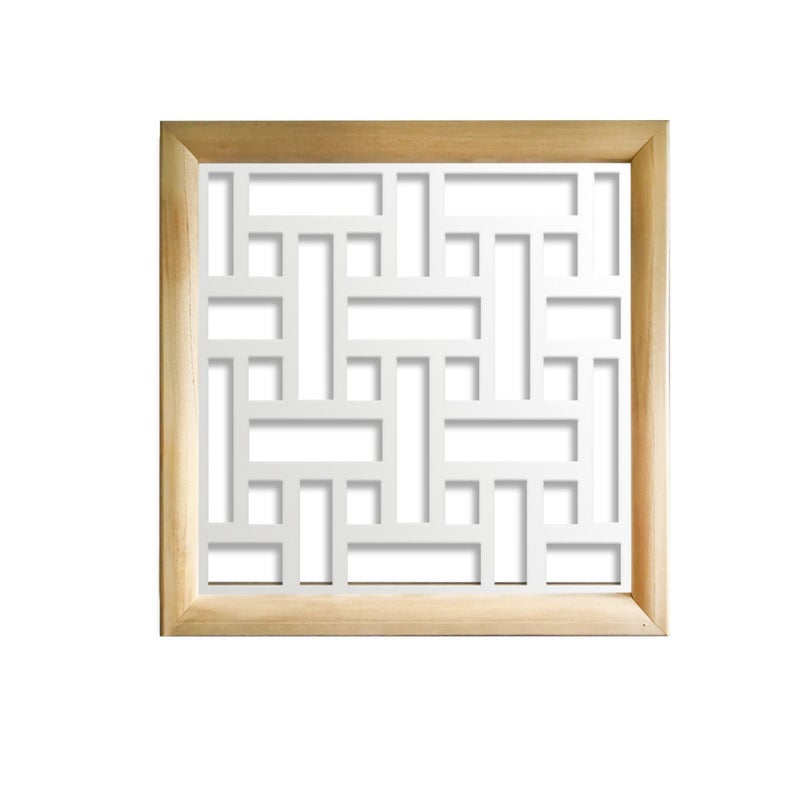 TRAMA - Moduły dekoracyjne kwadratowe z drewna i PCV - rozmiar 73x73 cm - grubość 64 mm - kolor wewnętrzny BIAŁY