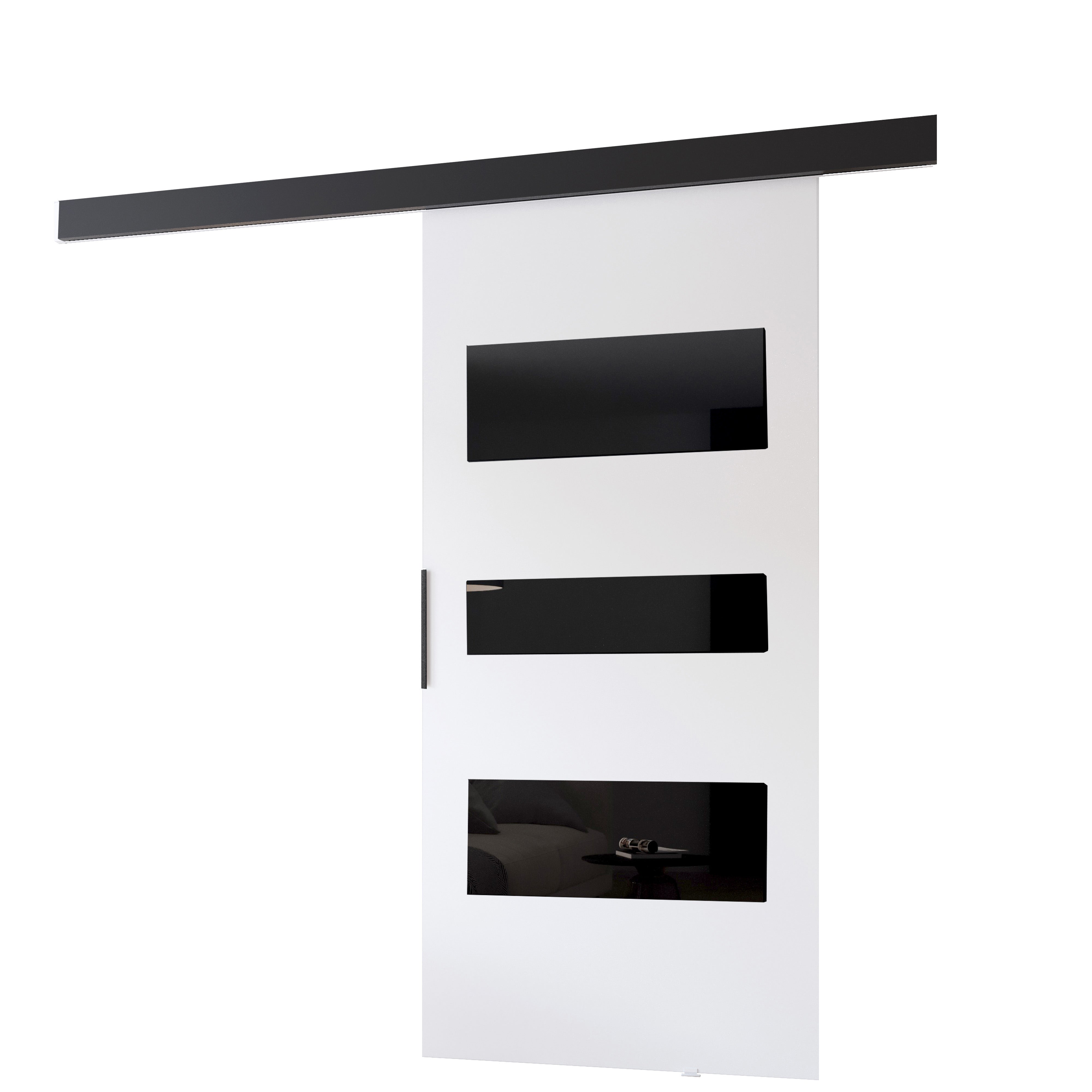 Drzwi przesuwne wewnętrzne PRIM C 76 cm biały /czarny.