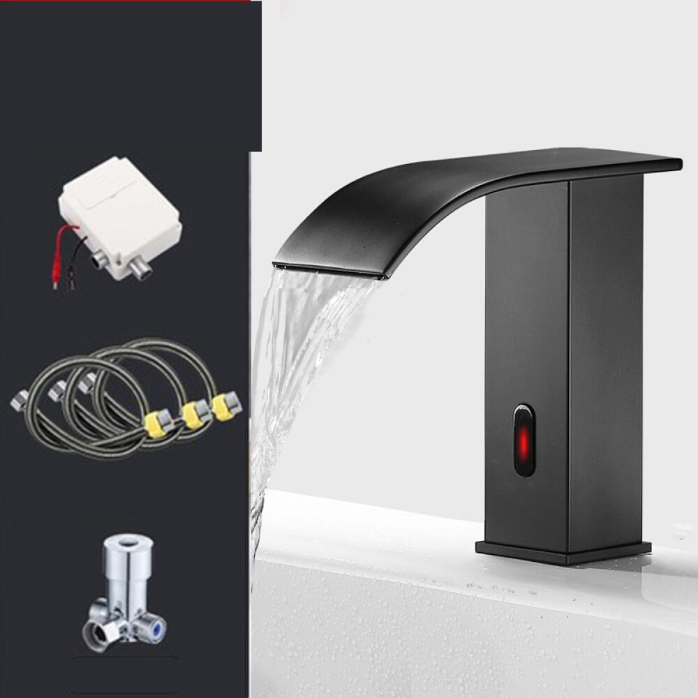 Robinet de salle de bain noir à capteur infrarouge, mitigeur ...