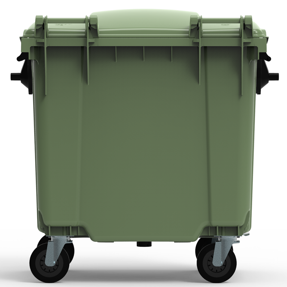 ESE France Conteneur Poubelle à déchets 4 roues - 1100L - Robuste et Professionnel - 100% Recyclé - Vert - 2