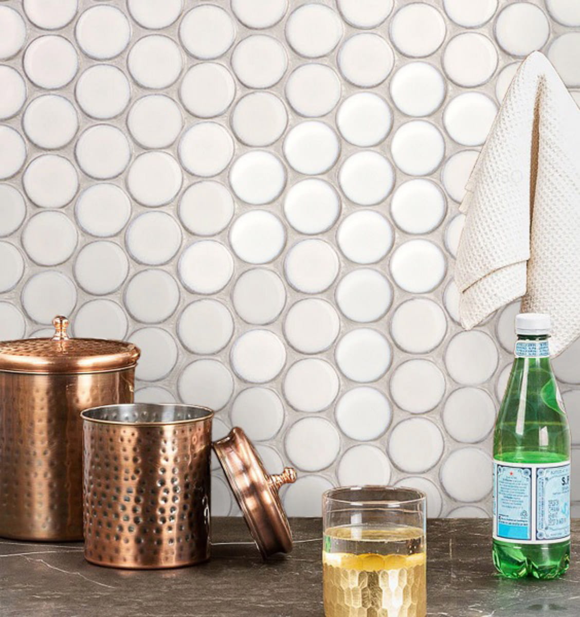 Mosaïque grillagée pour salle de bain et cuisine en céramique WHITE DOTS - 5