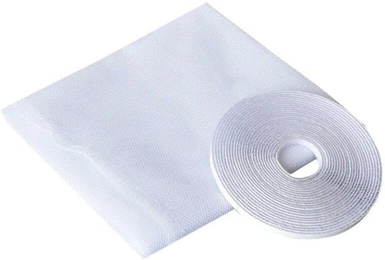 Siatka na okno DIY z taśmą klejącą, siatka na drzwi antyinsektowa i przeciw komarom, 150 x 150 cm, biała