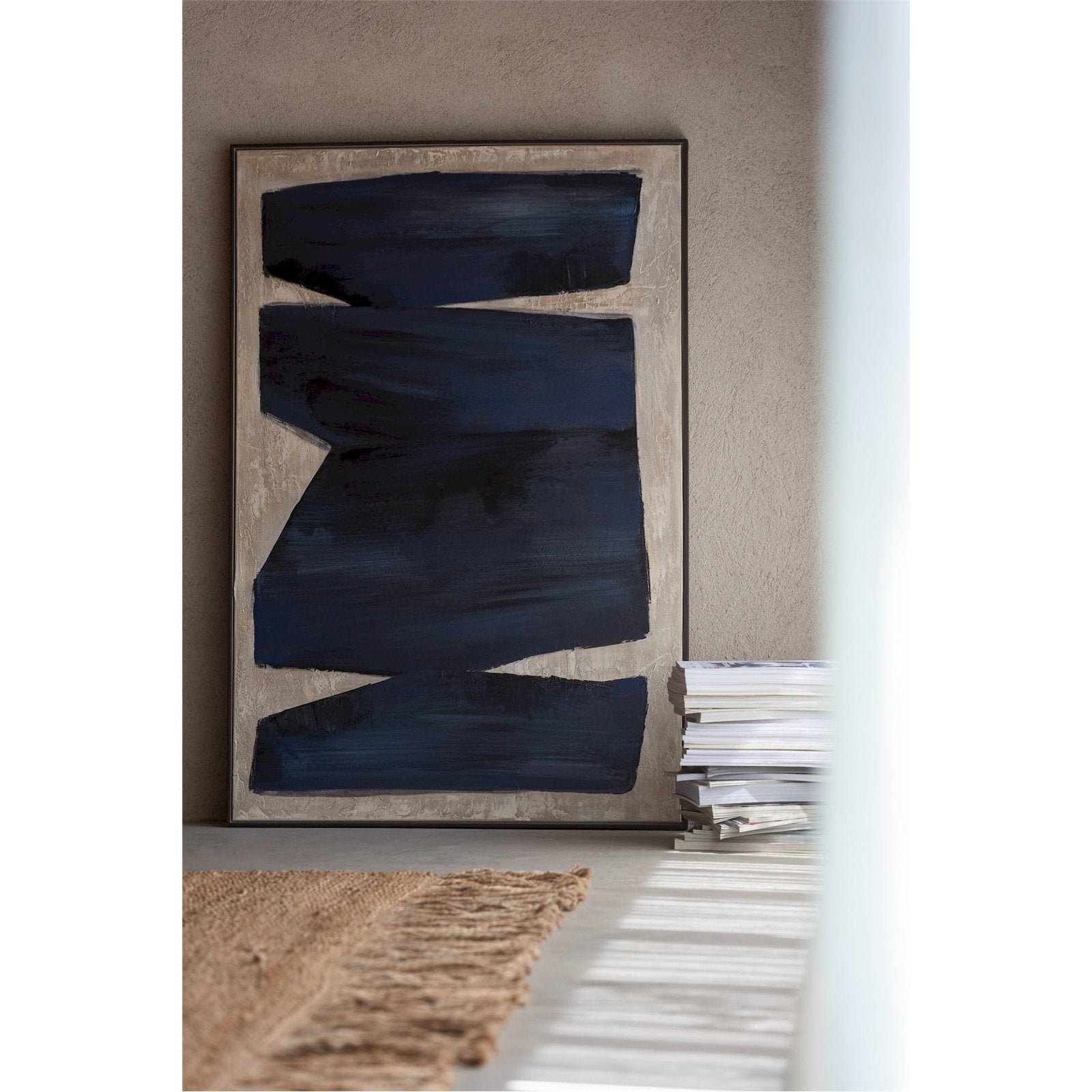 Tableau abstrait sur toile noir brun touche moderne élégante 82,5 x 4,5 x 122,5 cm Noir brun effet texturé - 5